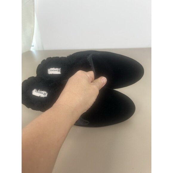 Birdies The Phoebe Black Velvet Faux Fur Lining Mule Flats Slippers Shoes Size 8 - Picture 11 of 12